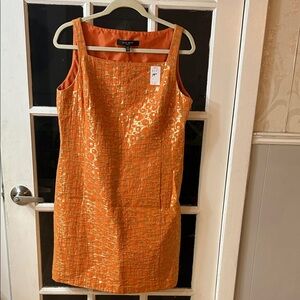 382.   Vibrant Orange Textured Mini Dress